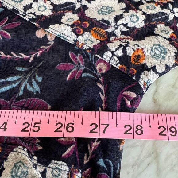 Free People Isabelle Swing Tunic Top Babydoll S Floral Mesh V-neck oversized - Picture 5 of 7